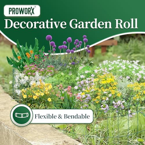 proworx green small garden fence border curve wire shown in use