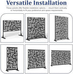fency 6ft outdoor metal privacy screen, black street showing dimensions