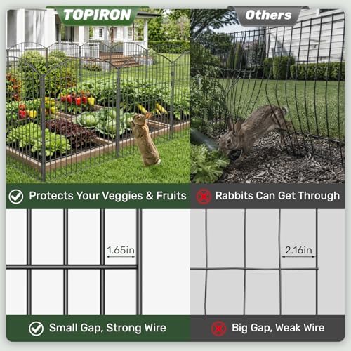 3-layer garden fence with gate 10 panel 32in, side view