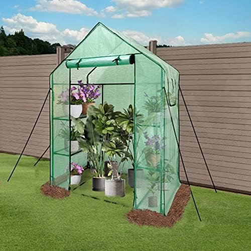 walk in greenhouse with shelves,walk-in plant plastic green, view 9