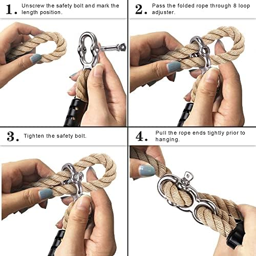 SELEWARE 3ft Tree Swing Rope, Adjustable Hammock Straps Hanging Kit | Quick Easy Installation, Fits Tree Branches, Beige 2 Pack, Ideal for Indoor Outdoor Use, Camping, Hammock Chairs and Swings