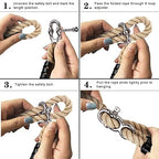 SELEWARE 3ft Tree Swing Rope, Adjustable Hammock Straps Hanging Kit | Quick Easy Installation, Fits Tree Branches, Beige 2 Pack, Ideal for Indoor Outdoor Use, Camping, Hammock Chairs and Swings