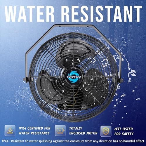tornado 12 inch outdoor water-resistant metal industrial wall, close-up detail
