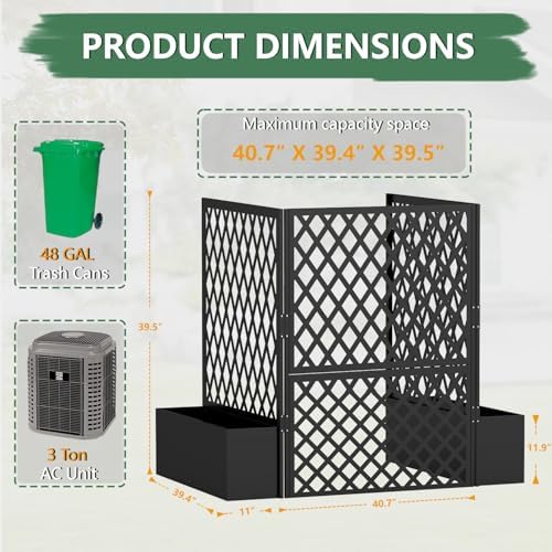 foowin air conditioner fence, 3 panels metal privacy, close-up detail