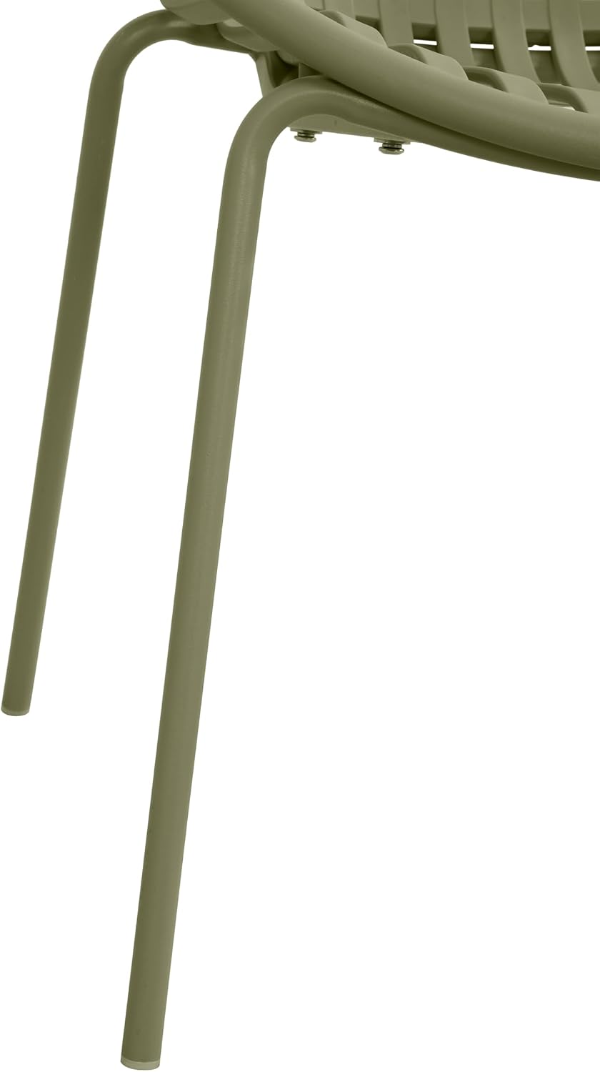 Christopher Knight Home Set of 2 Tita Modern Patio Outdoor Dining Chairs, Stacking Chair, Outside Dinner,Garden/Balcony/Poolside Stackable Accent Chairs,Metal Legs,Plastic Cutout Backrest, Green