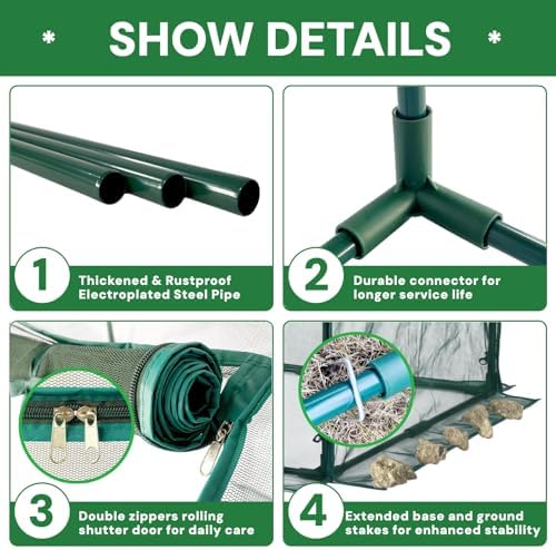 crop cage for garden,98"x49"x49" tunnel plant netting cover showing dimensions