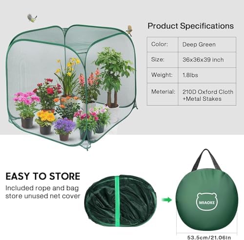 pop up mesh plant cover,35x35x38'' garden netting for, side view