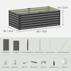 COMHOMA Galvanized Raised Garden Bed,Large Metal Planter Box for Outdoor Vegetables,Corrugated Steel Herbed Plants Container,Extra Deep Gardeners Kits with Open Bottom (1, 6x3x2FT)