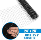Fencer Wire Vinyl Coated 16 Gauge Welded Fence Wire Roll, Mesh Size 2-Inch x 3-Inch, Black Metal Garden Fencing Wire Grid Hardware Cloth, Multiple Use for Home Improvement
