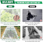 33 ft garden mesh netting kit pest barrier, side view