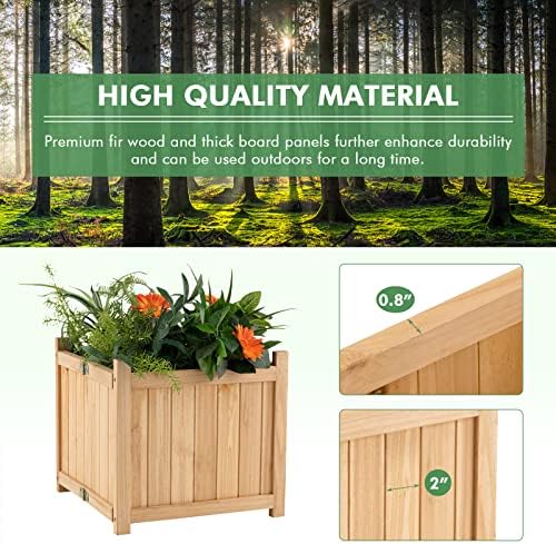 costway planter garden bed, folding planter box, 15", side view