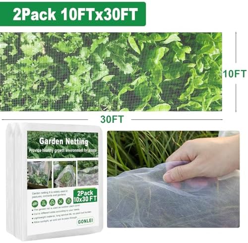 gonlei garden netting 2pack 10x30ftplants garden mesh berry showing dimensions