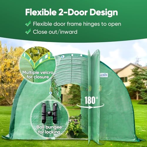 quictent 25x10x6.6ft tunnel greenhouse for outdoors with 2, close-up detail