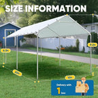 quictent 10x20 ft heavy duty carport canopy galvanized showing dimensions
