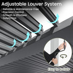 louvered pergola 10' x 13', outdoor aluminum pergola, side view