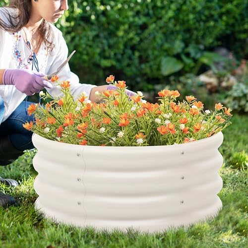 besebay 2-pack 2x1ft galvanized raised garden bed, outdoor shown in use