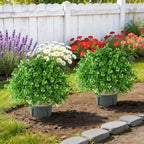 florisso fake plants artificial boxwood topiary, 2 pack, front angle view