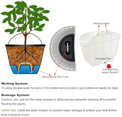 orimerc 6 pcs plastic large wall plant pots, close-up detail