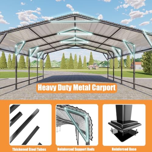 mnlr 20x20 ft heavy duty metal carport with showing dimensions