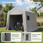 aoxun 10x10 ft outdoor portable storage shed tent shown in use