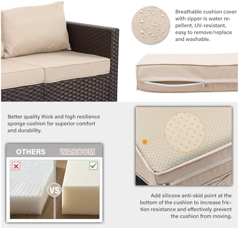 waroom patio couch pe rattan 3-seat outdoor sofa, package contents