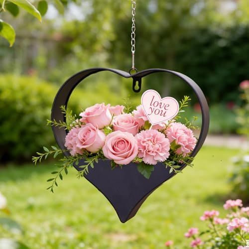 metal plant hangers indoor and outdoor: pots with, front angle view