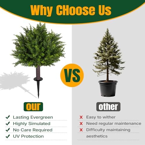 24.5 inch set of 2 topiary cedar trees, front angle view