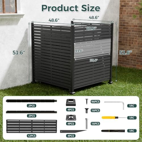 3 panels outdoor air conditioner fence, 48" w, close-up detail