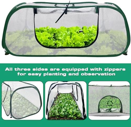 garden rows accelerator plants cover-garden greenhouse with roll-up, close-up detail