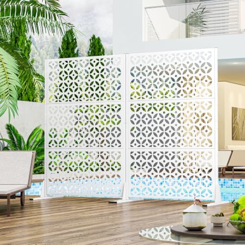 metal outdoor privacy fence 72" h×45.7" w balcony, side view