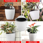 white hanging planter pots self watering vertical garden, view 9