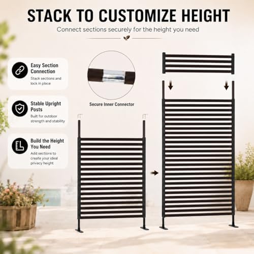 otosunny metal outdoor privacy screen freestanding, 36" w, side view