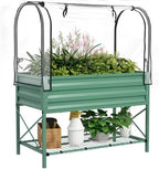 outsunny raised garden bed with cover and storage, main product view