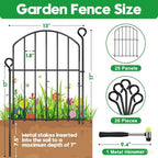 decorative garden fence 17in (h) x25ft (l),arched rustproof shown in use