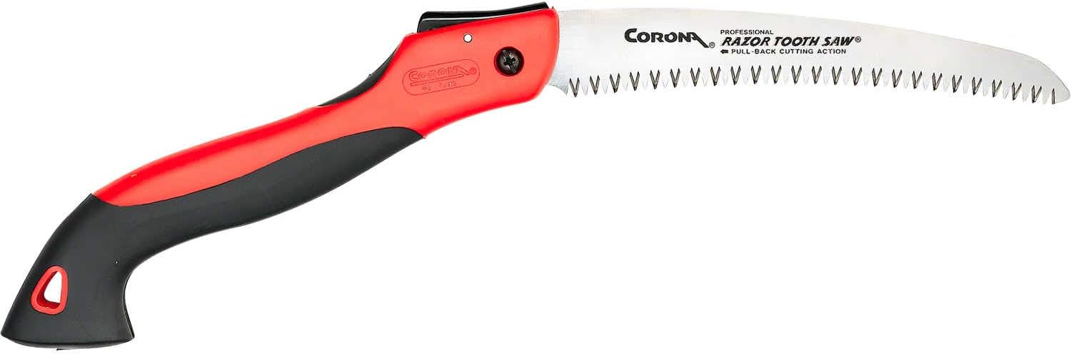 Corona Tools 8-Inch RazorTOOTH Folding Saw | Pruning Saw Designed for Single-Hand Use | Curved Blade Hand Saw | Cuts Branches Up to 4" in Diameter | RS 7255 Black