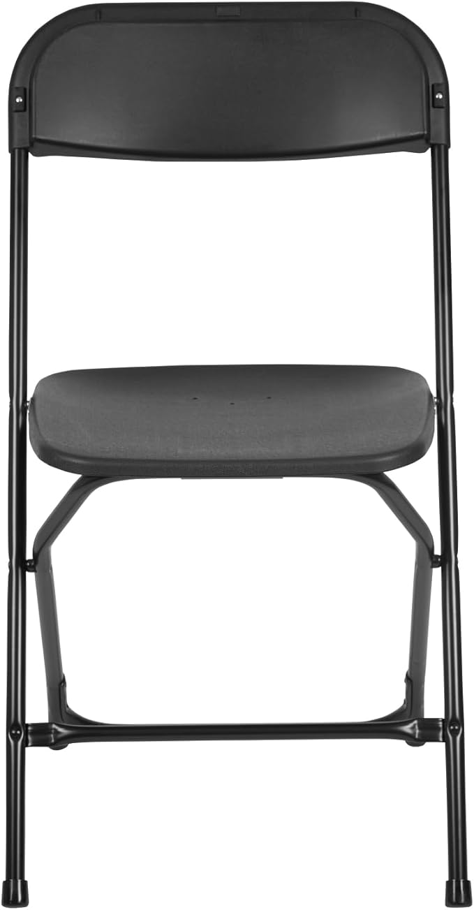 Flash Furniture Hercules Series Plastic Folding Chairs for Parties and Weddings, Stackable Commercial Event Seats with 650-lb. Static Weight Capacity, Set of 2, Black