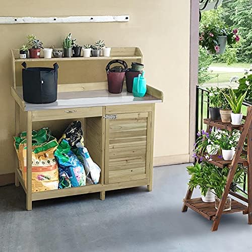 costoffs potting bench wood garden potting table with on a desk or shelf