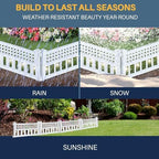 skymall 8-piece solar garden border fence with corner showing dimensions