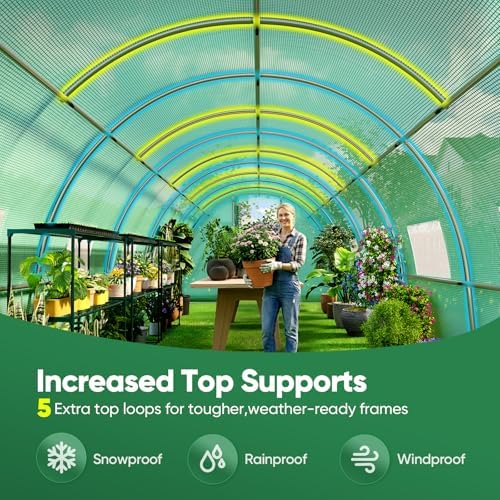 quictent 25x10x6.6ft tunnel greenhouse for outdoors with 2, side view