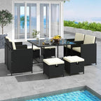 tangkula 9 pieces outdoor dining furniture set, space-saving, view 9