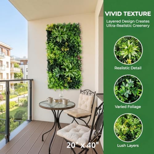 40" x 20" artificial grass wall panels, uv-anti shown in use
