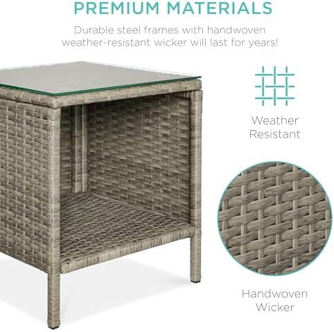best choice products 3-piece outdoor wicker conversation bistro showing dimensions