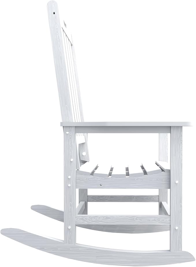 Oversized Rocking Chair Set of 8, Outdoor Rocking Chair for Adults, All Weather Resistant Porch Rocker for Lawn Garden, White