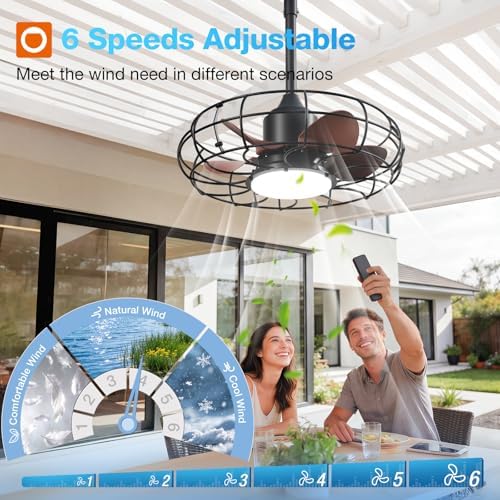 addlon 20" outdoor ceiling fan with light for, close-up detail