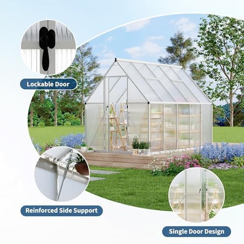 6'x9' aluminum-framed polycarbonate greenhouse, heavy duty polycarbonate greenhouse, package contents