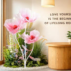 giant flowers 3-piece set|67-inch tall tulle poppy decorations, close-up detail