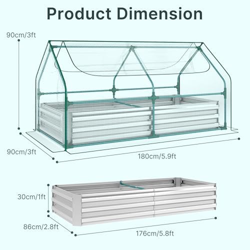 miory raised garden bed with pe cover, 6x3x1, close-up detail