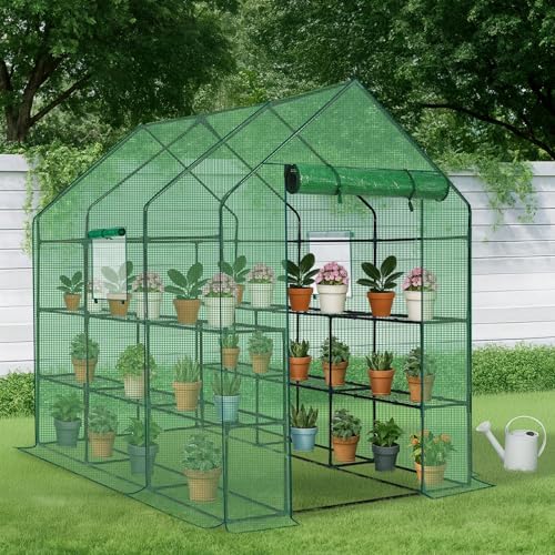 outvita walk-in greenhouse, 3 tiers 12 shelves, durable, view 9