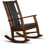 Pemberly Row Set of 2 Farmhouse Mahogany Wood Rocking Chair in Dark Brown