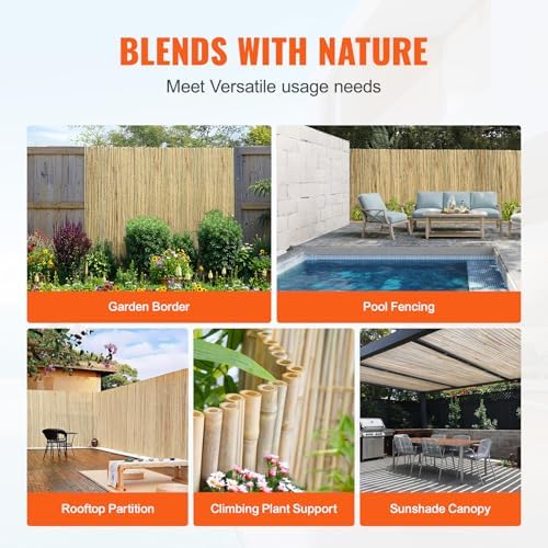 vevor natural rolled bamboo fence, eco-friendly privacy screen on a desk or shelf